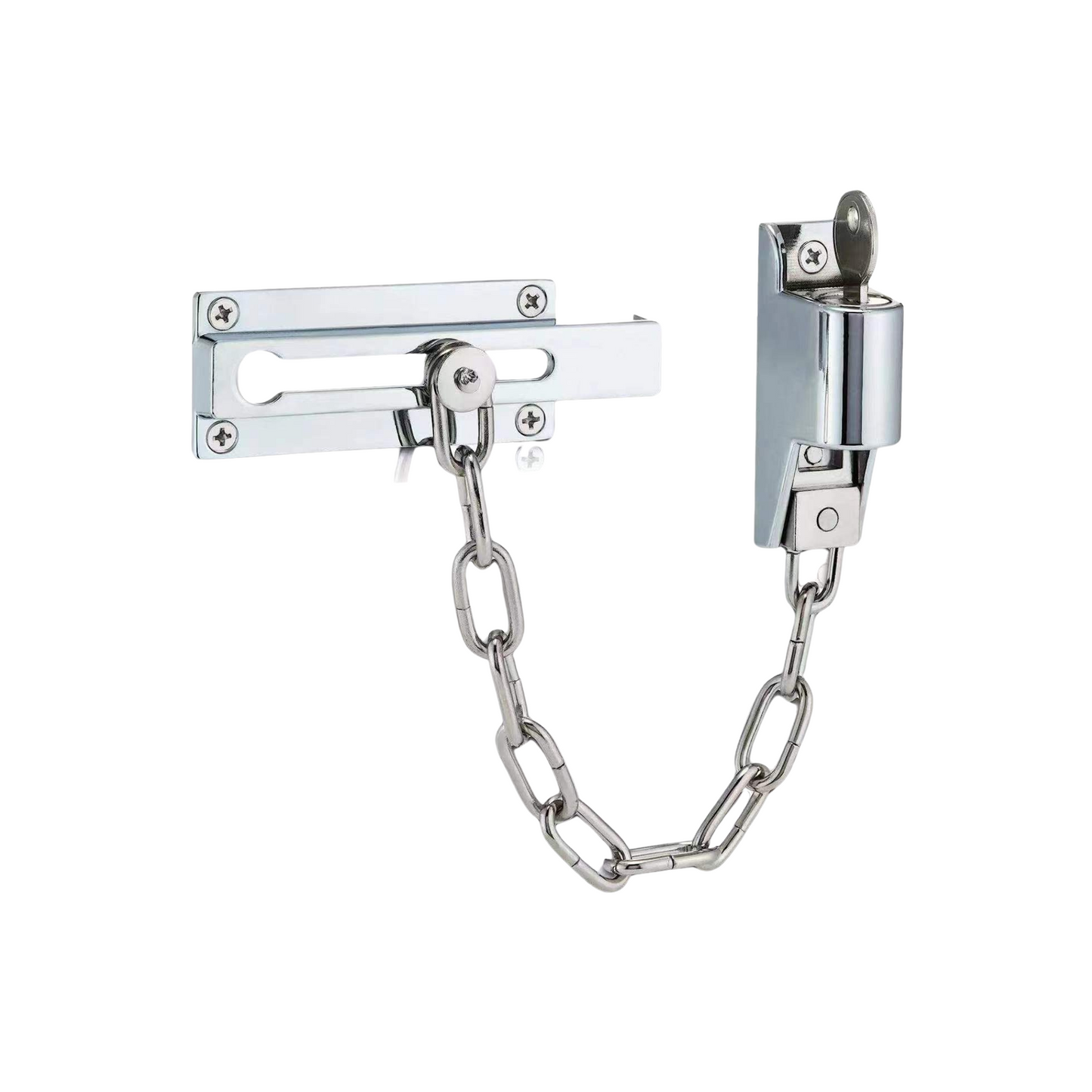 Keyed Chain Lock Door Latch Guard, Chrome finish 36/pack  Lockgenics