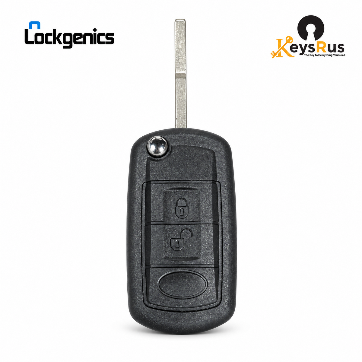 LockGenics Land Rover LR3 Range Rover 3-button HU101 flip key shell with blade open