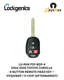 Toyota Corolla 2014-2019 / 4-Button Remote Head Key / HYQ12BDP / H Chip (AFTERMARKET) Canada Only