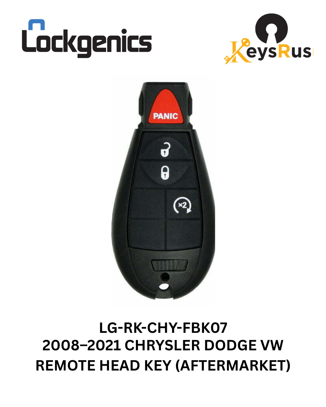 2008–2021 Chrysler Dodge 4-Button Fobik Key (Aftermarket) – FCC ID M3N5WY783X