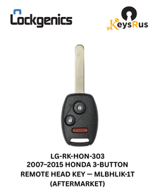 2007-2015 Honda / 3-Button Remote Head Key / FCC ID: MLBHLIK-1T (Aftermarket)