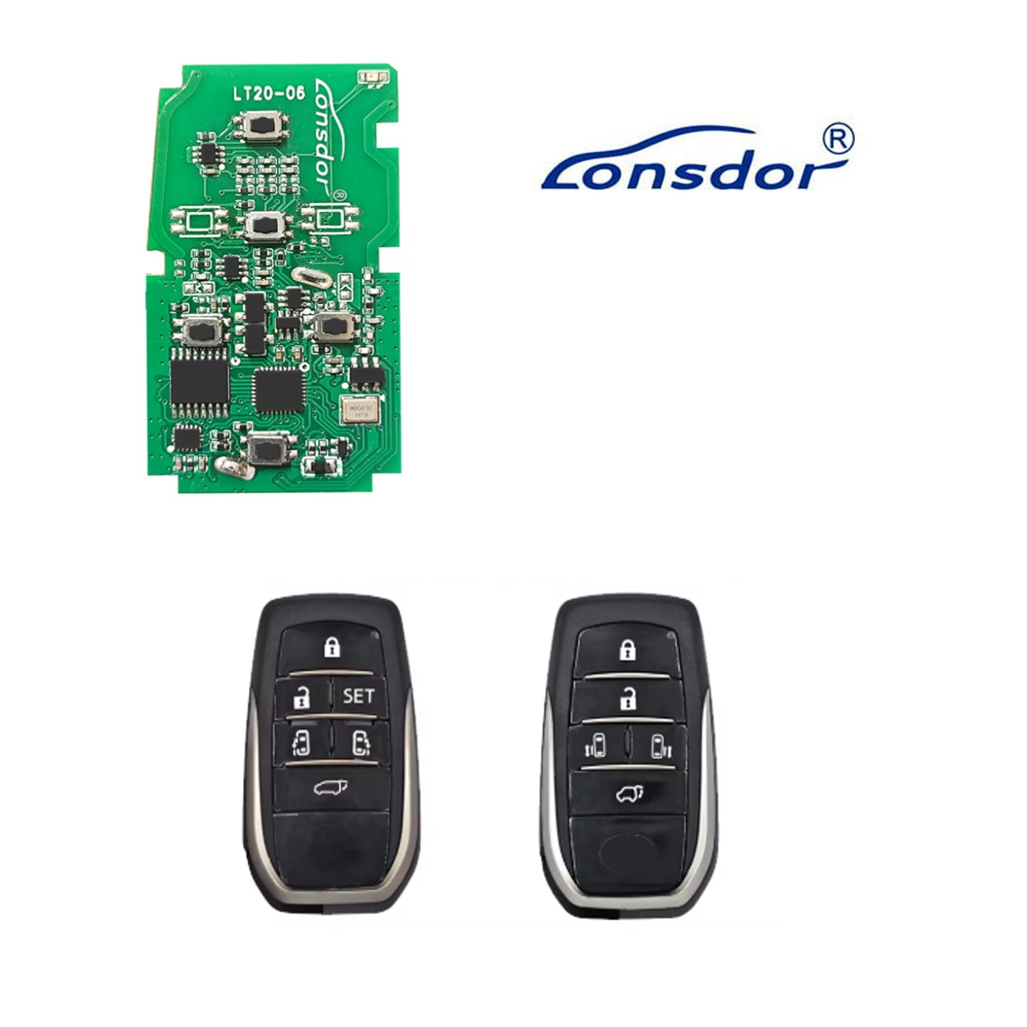Lonsdor LT20-06-5 Smart Key PCB – 5-Button | 8A + 4D Chip | For Toyota Alphard, Vellfire, Previa | Adjustable Frequency