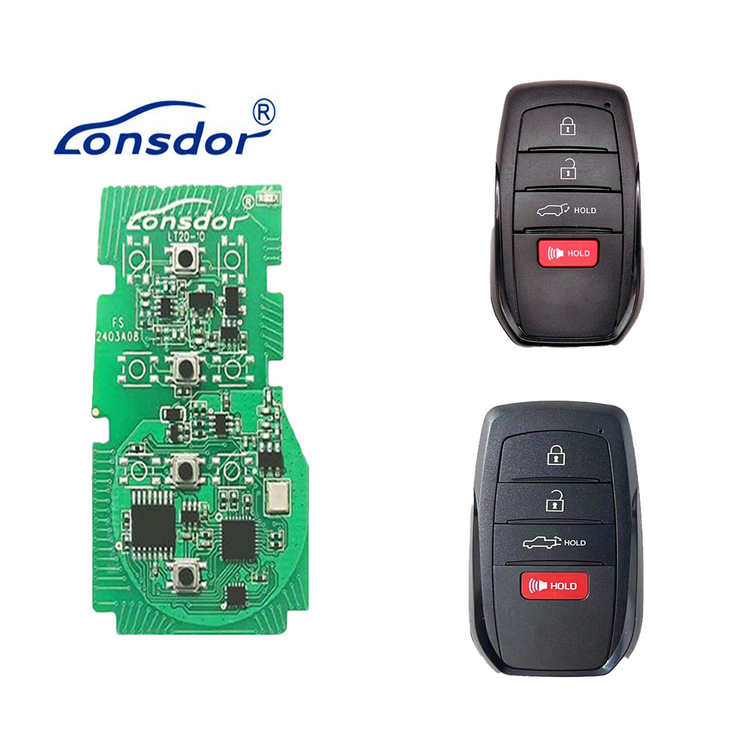 Lonsdor LT20-10-4 Smart Key PCB – 4-Button | 8A-BA Chip | Adjustable Frequency | For 2020–2024 Toyota & Lexus | FCC: HYQ14FBX Compatible
