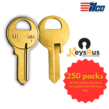 M1-BR master key blank for padlock 250 M1 Brass keys 250pack ILCO