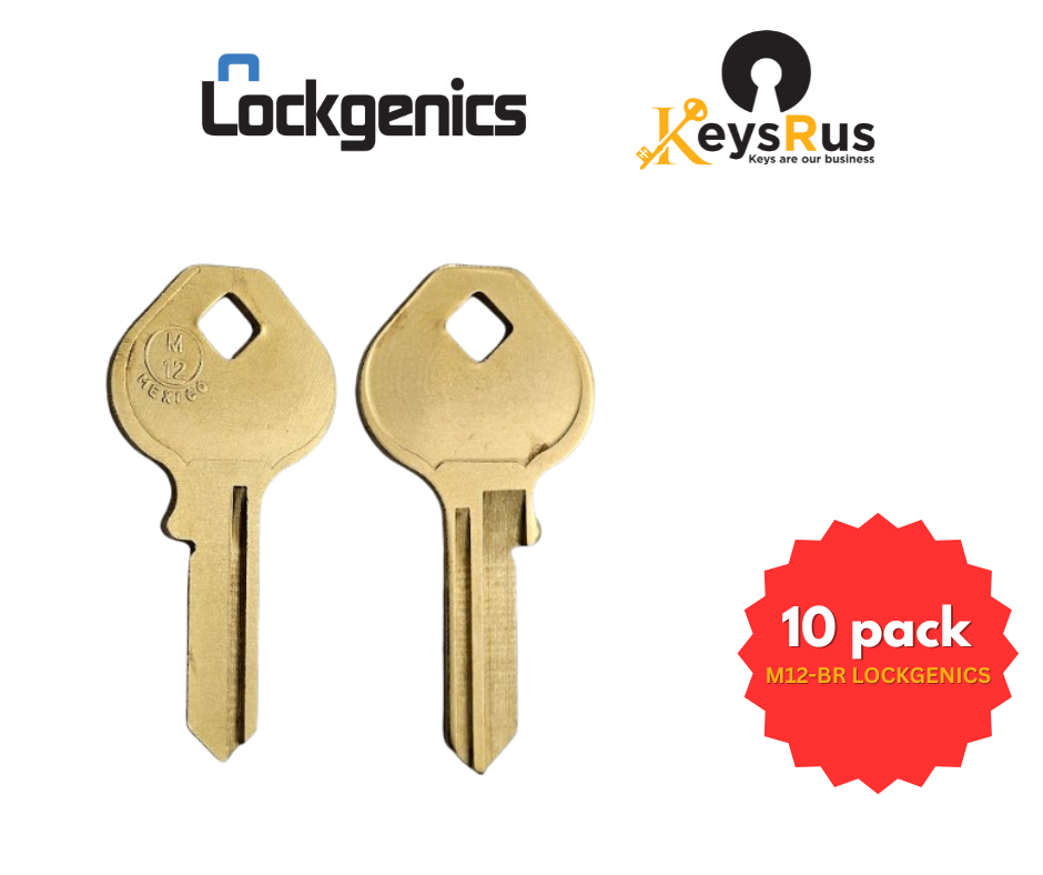 M12‑BR Key Blanks – 10 Pack  and 50-Pack| LockGenics | Master / 1087DS (Brass)