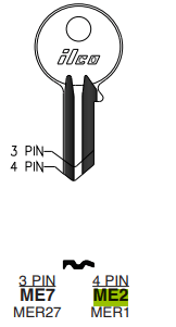 ME2 MERONI Key Blanks – 10 Pack | Durable Replacement Keys for Meroni Locks