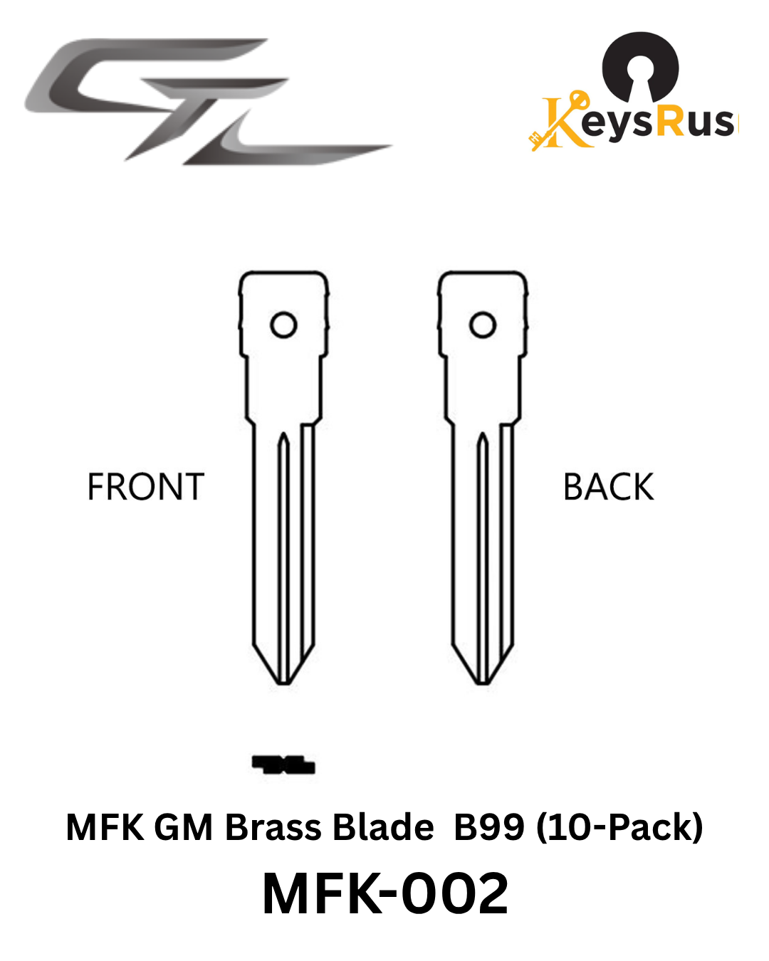 MFK-002 - MFK GM Brass Blade — B99 (10-Pack) GM, Chevrolet, Buick — B99 profile (wafer-cut)