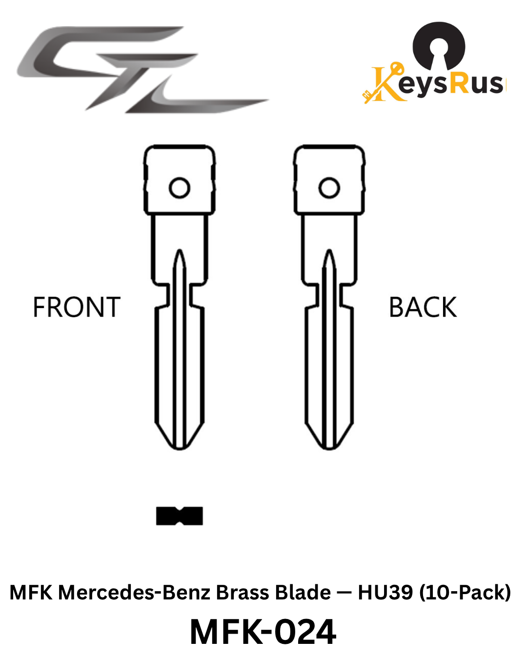 MFK-024: MFK Mercedes-Benz Brass Blade — HU39 (10-Pack) Mercedes-Benz A, B, C, E, S Class and Sprinter — high-security HU39 profile