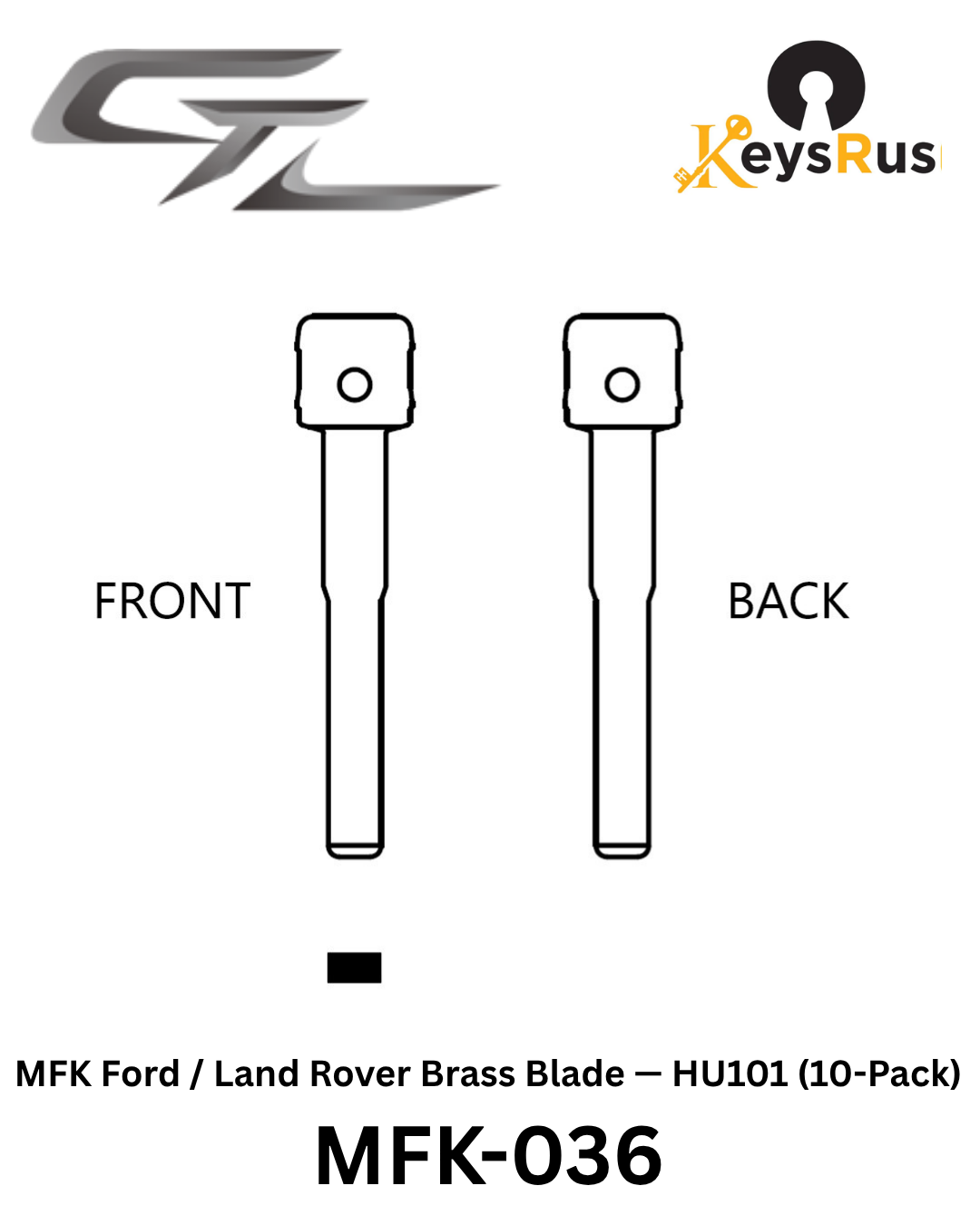 MFK-036: MFK Ford / Land Rover Brass Blade — HU101 (10-Pack) Ford Focus Mk2/3, C-Max, S-Max, Galaxy; Land Rover Freelander, Discovery — HU101 profile