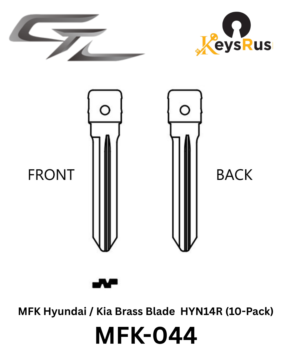 MFK-044:  MFK Hyundai / Kia Brass Blade — HYN14R (10-Pack) Hyundai i10, i20, i30, Tucson; Kia Picanto, Rio, Ceed, Sportage