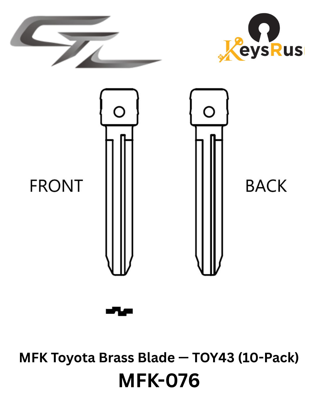 MFK-076: MFK Toyota Brass Blade — TOY43 (10-Pack) Toyota Camry, Hilux, LandCruiser, Prado, Hiace — TOY43 / TR47 profile