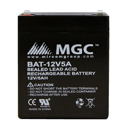 Mircom BAT-12V5A – SLD Lead Acid Battery, 12V, 5.0Ah, Sealed, Non-Phosphate