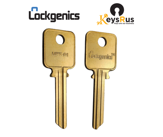 NPT-01 Lockgenics Medeco Key Blank – Compatible with Medeco BiAxial Patriot 6-Pin Keyway (Aftermarket Nickel Silver)