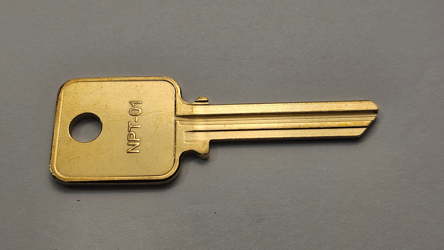 NPT-01 Lockgenics Medeco Key Blank – Compatible with Medeco BiAxial Patriot 6-Pin Keyway (Aftermarket Nickel Silver)