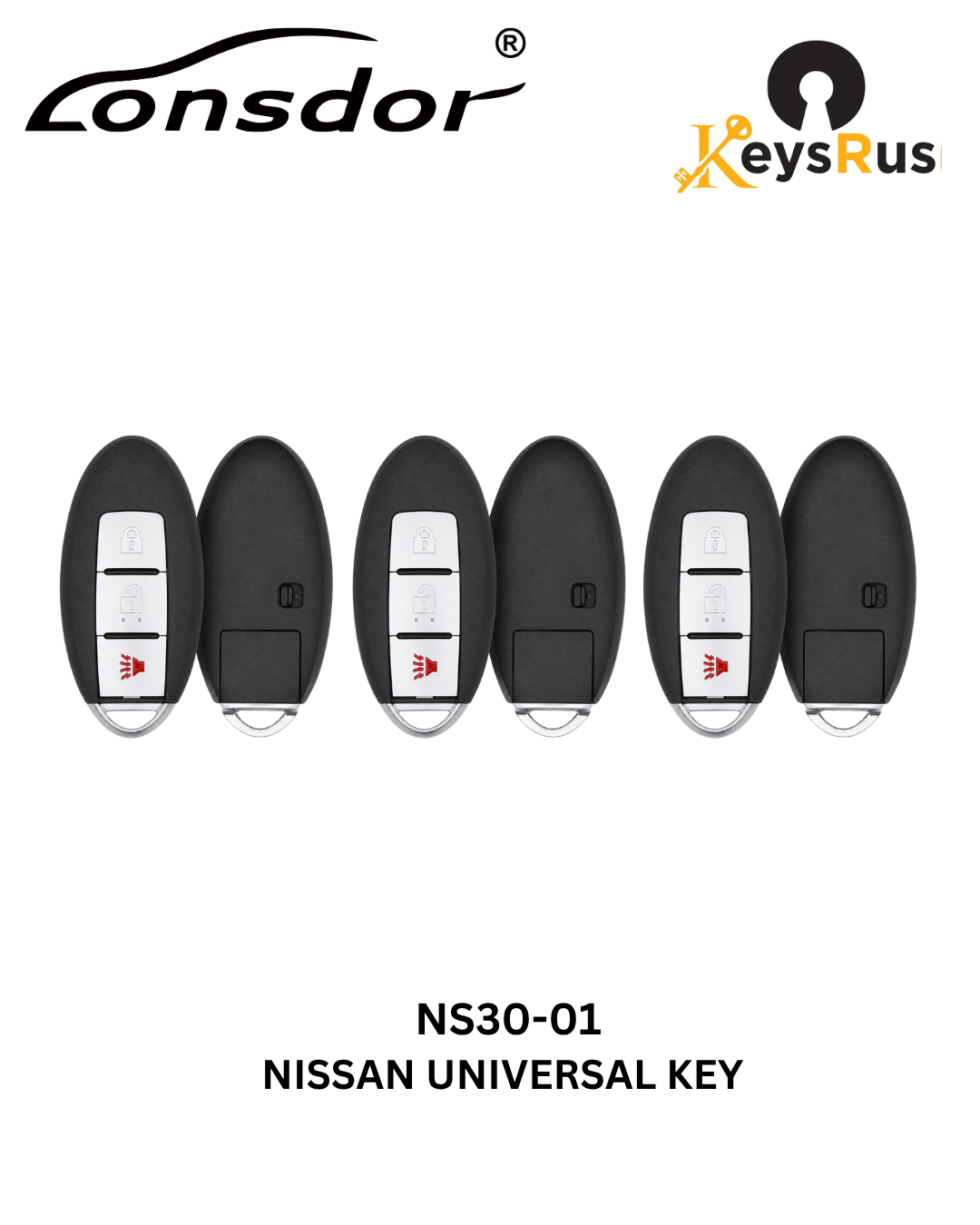 Lonsdor – NS30-01 Nissan Style – 3-Button Universal Smart Key – ID46+ID47+ID4A – Adjustable Frequency