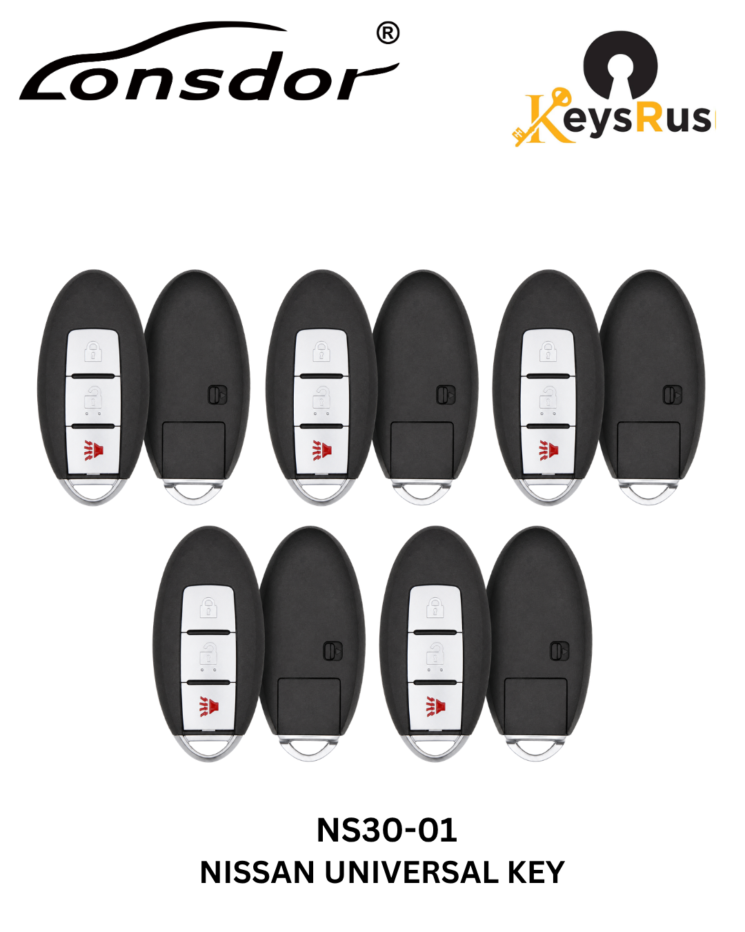Lonsdor – NS30-01 Nissan Style – 3-Button Universal Smart Key – ID46+ID47+ID4A – Adjustable Frequency