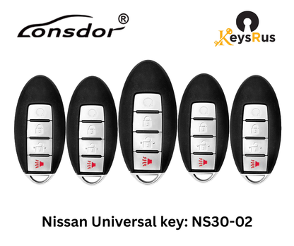 LONSDOR Nissan Style 4-Button Universal Smart Key – NS30-02 ID46+ID47+ID4A – Adjustable Frequency