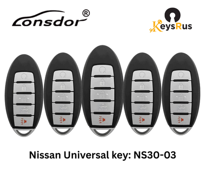LONSDOR Nissan Style 5-Button Universal Smart Key – NS30-03 ID46+ID47+ID4A – Adjustable Frequency
