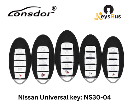 LONSDOR Nissan Style 5-Button Universal Smart Key – NS30-04 ID46+ID47+ID4A – Adjustable Frequency