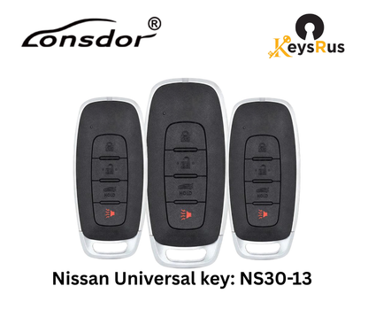 LONSDOR Nissan Style 4-Button Universal Smart Key – NS30-13 ID46+ID47+ID4A – Adjustable Frequency