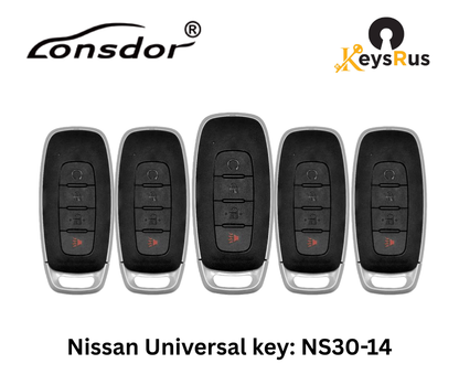 LONSDOR Nissan Style 4-Button Universal Smart Key – NS30-14 ID46+ID47+ID4A – Adjustable Frequency
