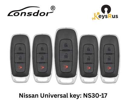 LONSDOR Nissan Style 3-Button Universal Smart Key – NS30-17 ID46+ID47+ID4A – Adjustable Frequency