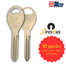 Nissan X237 / DA34 Key Blanks – 10 Pack Genuine ILCO Nickel Plated Brass Service Keys – Fits Nissan & Infiniti Models – Made in USA