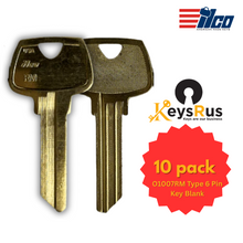 O1007RM Type 6 Pin Key Blank for Sargent RM Keyway – 10/Pack | Master Key Blanks