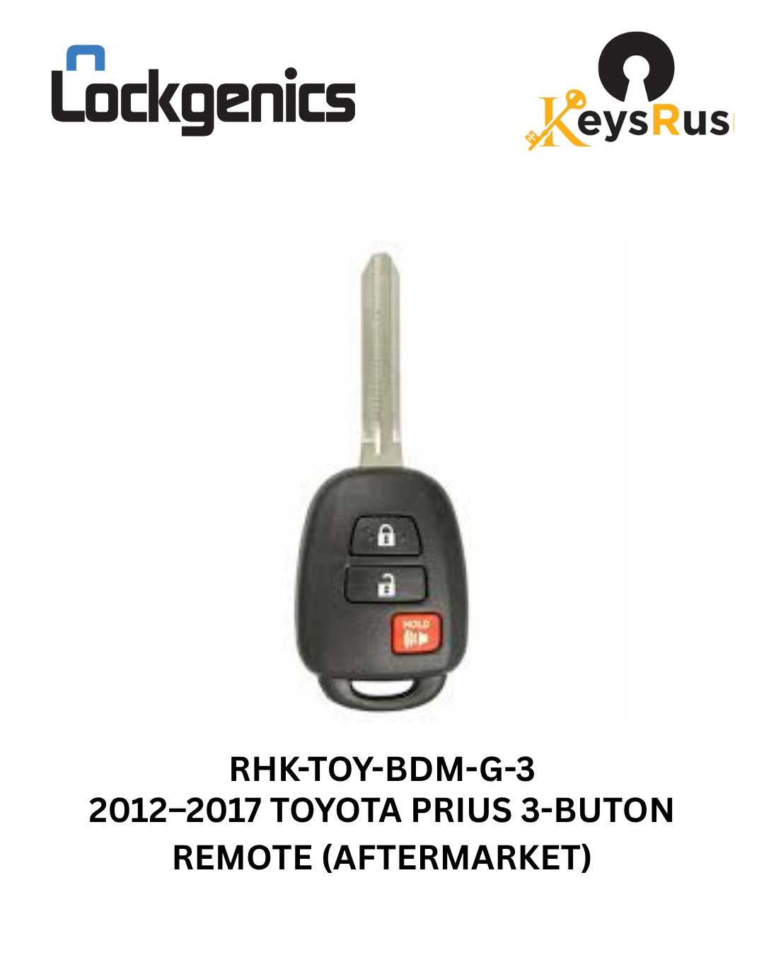 2012-2017 Toyota Prius / 3-Button Remote Head Key / HYQ12BDM (G Chip) (Aftermarket)