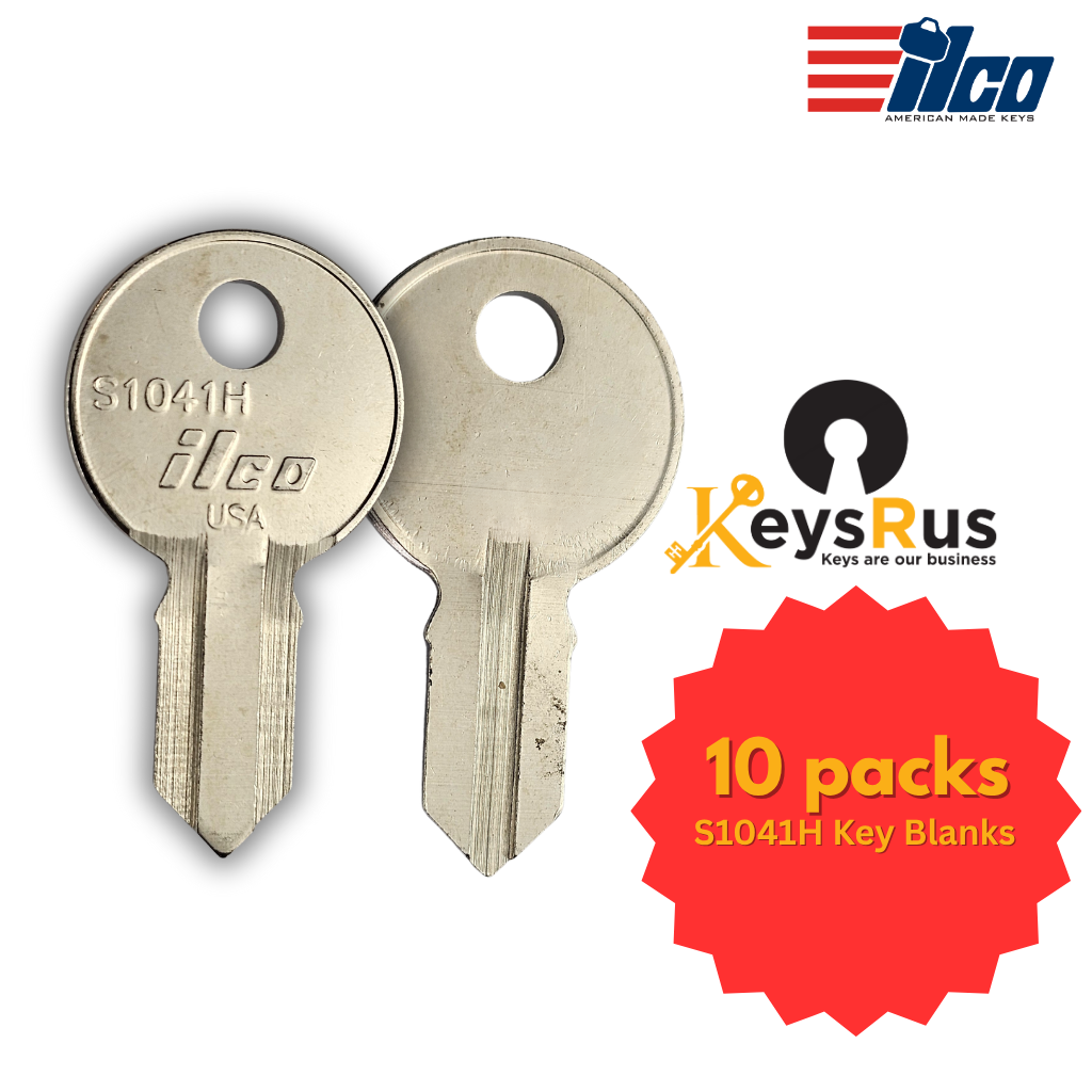 S1041H 10/Pack Cylinder Lock Key Blank, Double-Sided, Brass, Nickel Plated, For Illinois