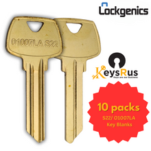 S22/ O1007LA Key Blanks – 10-Pack | LOCKGENICS Brass Key Blanks for Residential & Commercial Locks