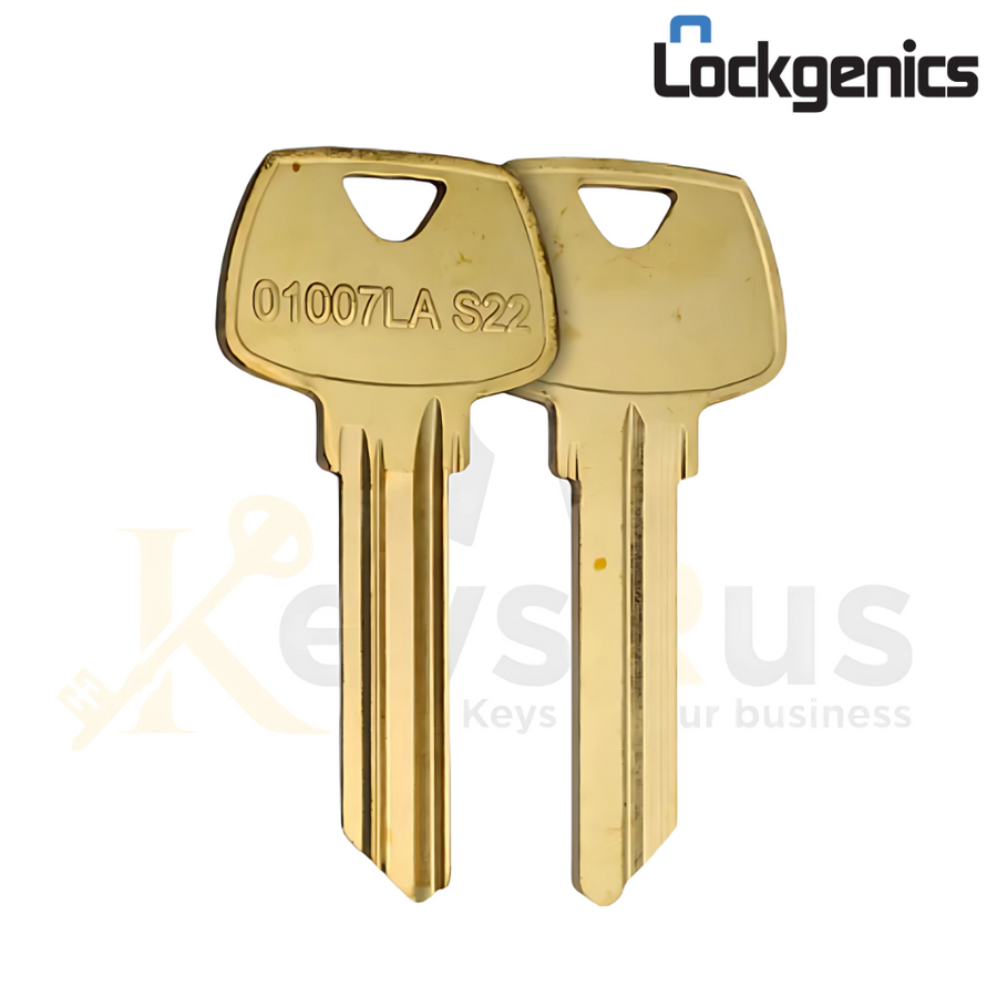 S22/ O1007LA Key Blanks, 10-Pack, LOCKGENICS Brass Key Blanks for Residential & Commercial Locks