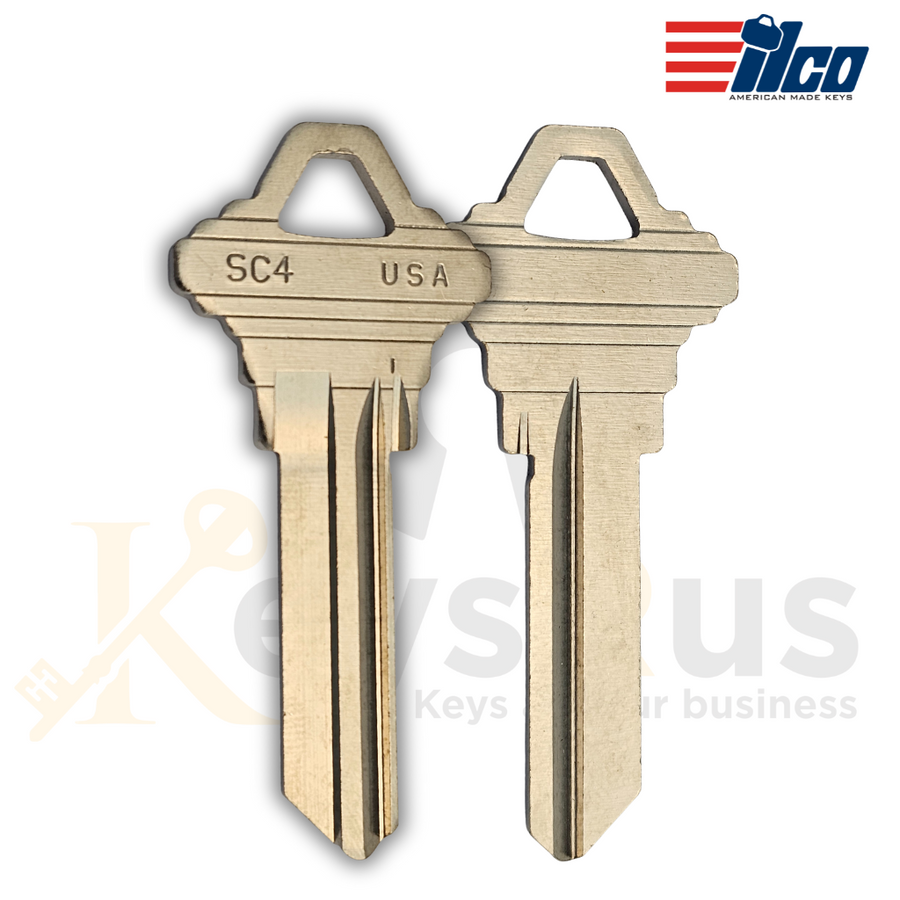 ILCO SC4-NP Key Blanks, 6-Pin, Nickel-Plated Brass, C Section, 250 Pack, Uncut for Schlage Locks