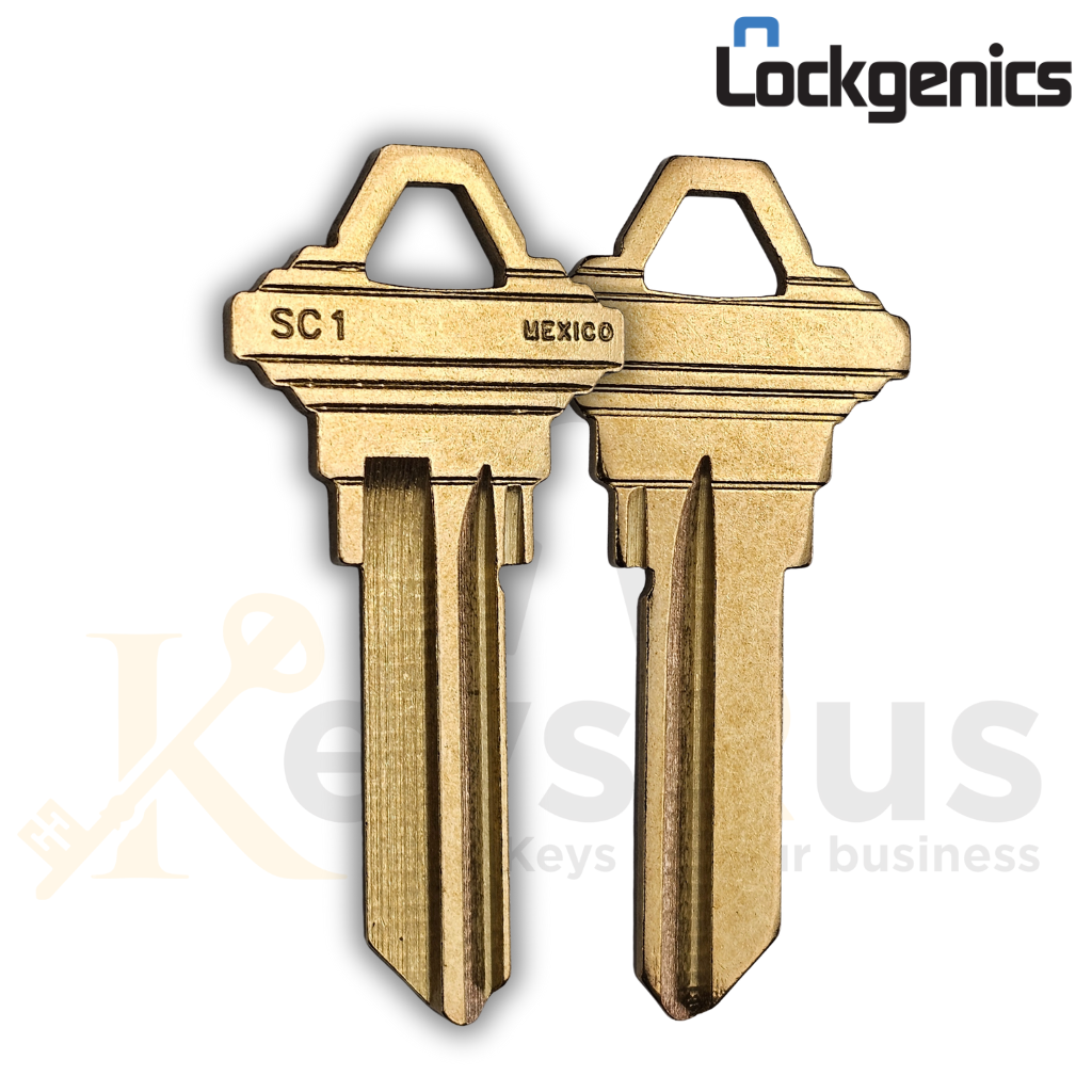 SC1-BR Key Blanks – 10-Pack | LOCKGENICS Solid Brass 5-Pin Blanks for Schlage SC1 Keyway Locks