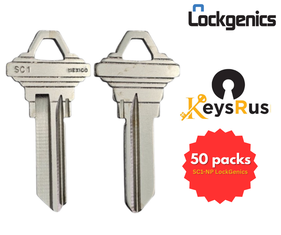 SC1-NP LockGenics 5-pin SC1 keyway brass key blanks, 50 pack