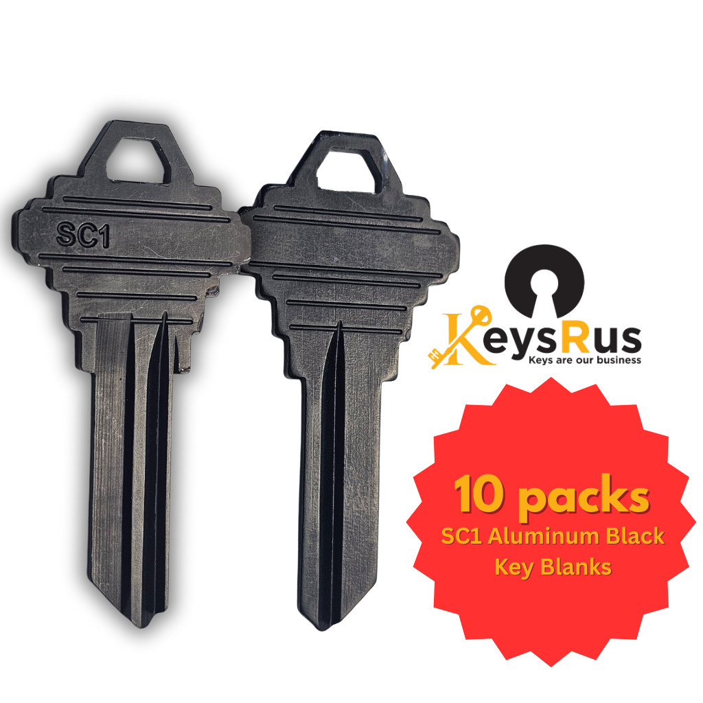 SC1 Aluminum Black Key Blanks – 5-Pin – 10 Pack – Durable Replacement Keys for Residential & Commercial Use