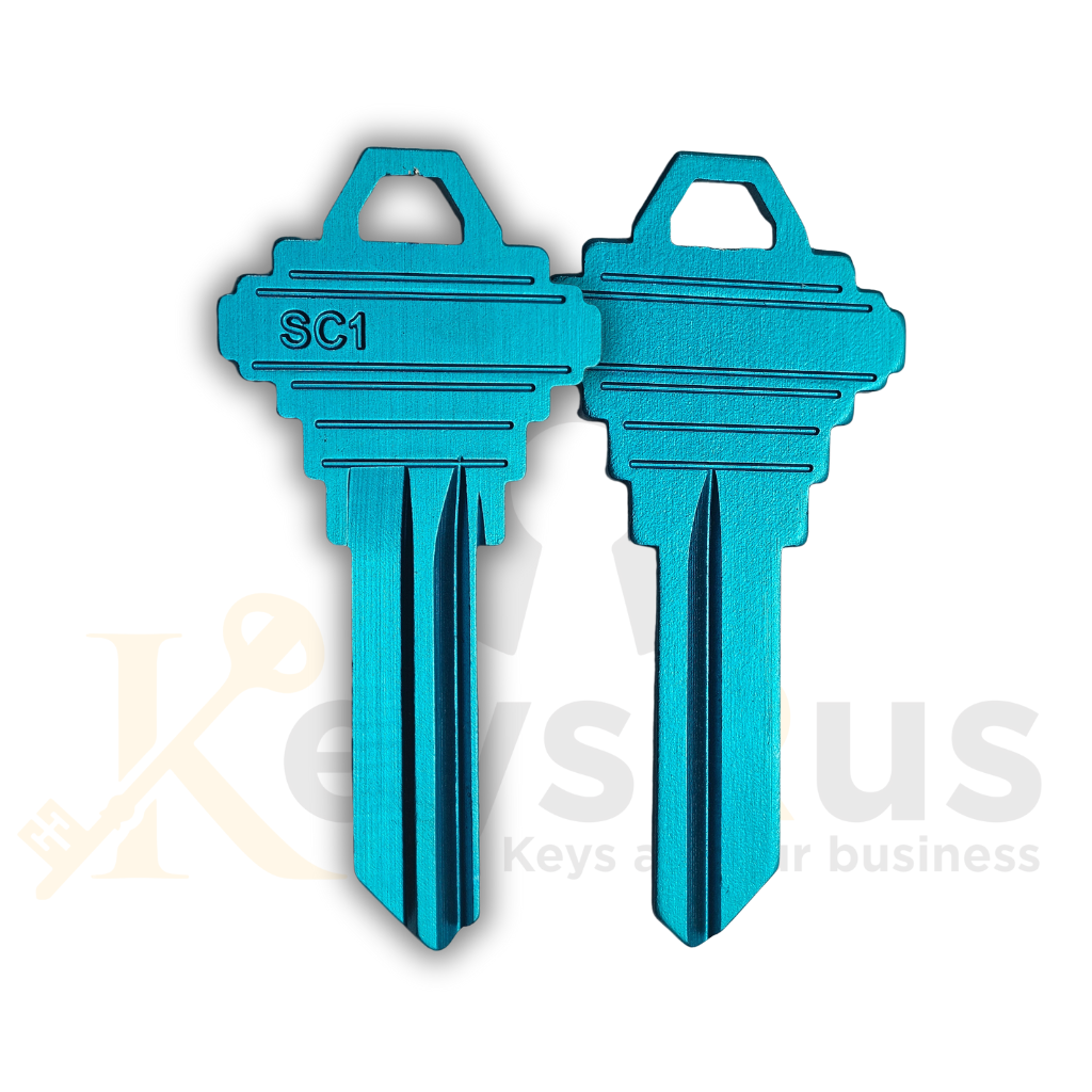 Solid Blue Sc1 Key SC1 Aluminum Blue Key Blanks – 5-Pin – 10 Pack - Durable Replacement K ...
