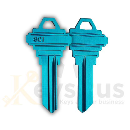 SC1 Aluminum Blue Key Blanks – 5-Pin – 10 Pack - Durable Replacement Keys for Residential & Commercial Use