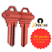SC1 Aluminum RED Key Blanks – 5-Pin – Aluminum – C Section – 50 Pack – Uncut for Schlage Locks