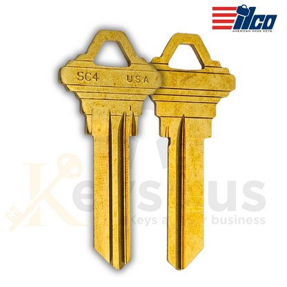 SC4-BR Key Blanks – 10-Pack | ILCO Solid Brass 6-Pin Blanks for Schlage SC4 Keyway Locks