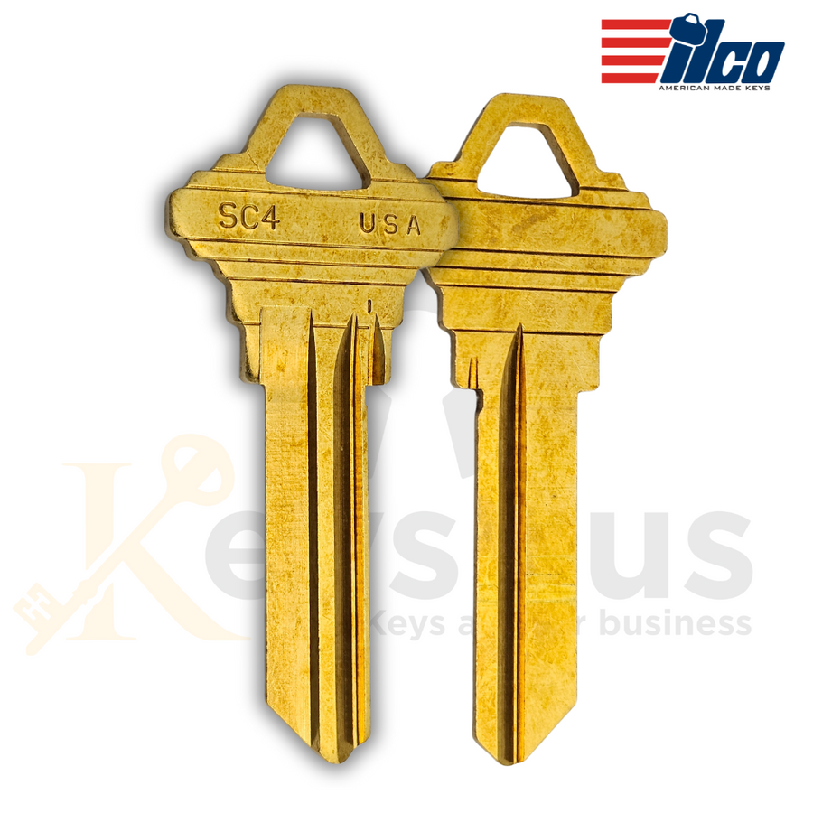 SC4-BR Key Blanks, ILCO Solid Brass 6-Pin Blanks for Schlage SC4 Keyway Locks