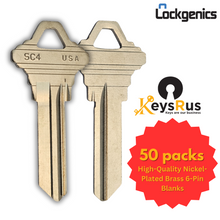 SC4-NP Key Blanks – 50-Pack | High-Quality Nickel-Plated Brass 6-Pin Blanks for Schlage SC4 Residential & Commercial Locks