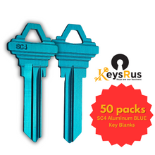SC4 Aluminum BLUE Key Blanks – 6-Pin – Aluminum – 50 Pack – Uncut for Schlage Locks