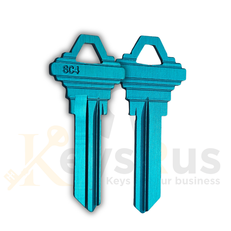 SC4 Aluminum BLUE Key Blanks, 6-Pin, Aluminum, 50 Pack, Uncut for Schlage Locks