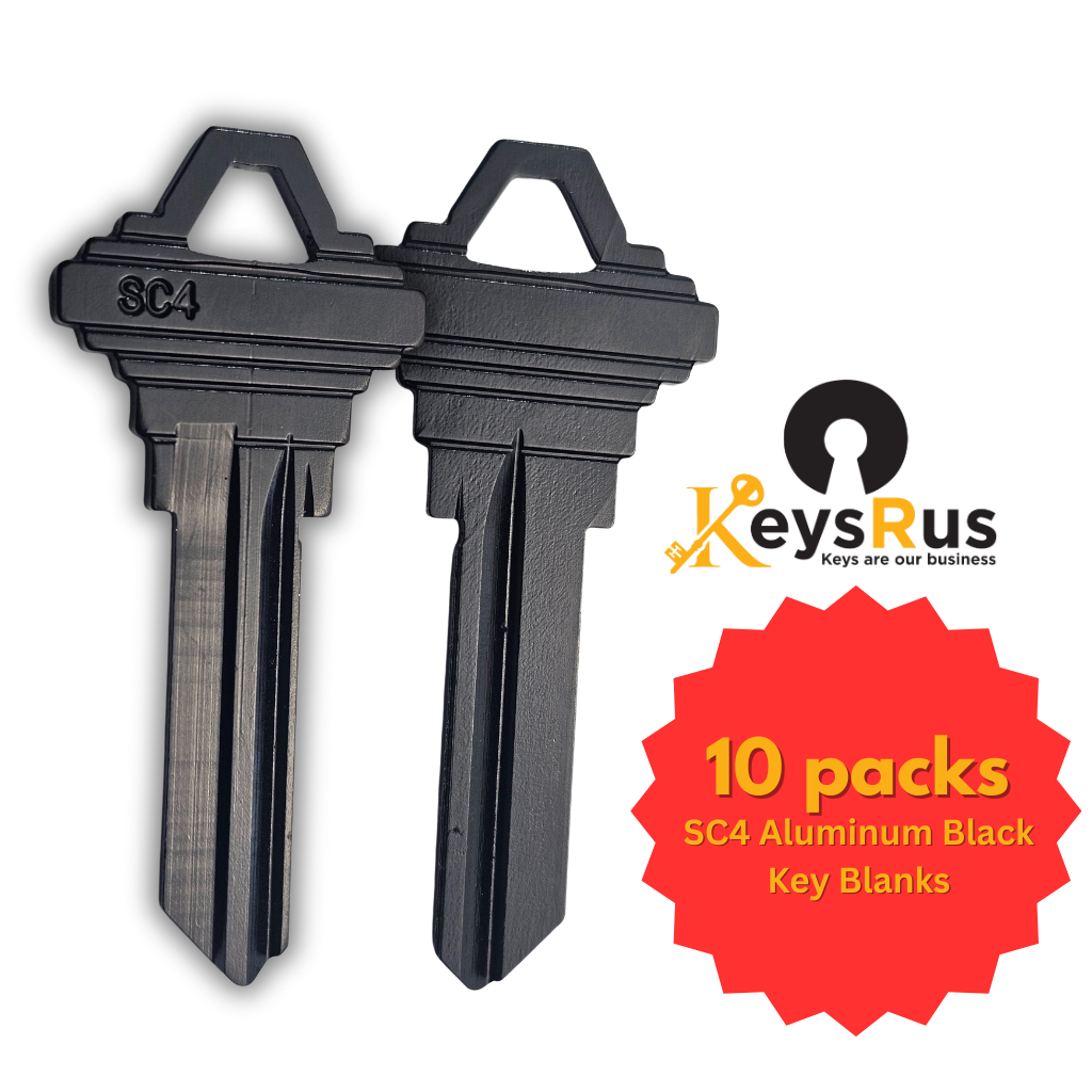SC4 Aluminum Black Key Blanks – 6-Pin – 10 Pack  - Durable Replacement Keys for Residential & Commercial Use