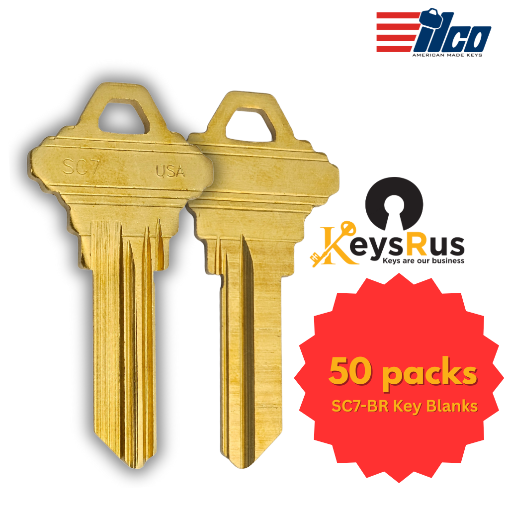 SC7-BR Key Blanks – 5-Pin – Brass – F Section – 50 Pack – Uncut for Schlage Locks (ILCO Brand)