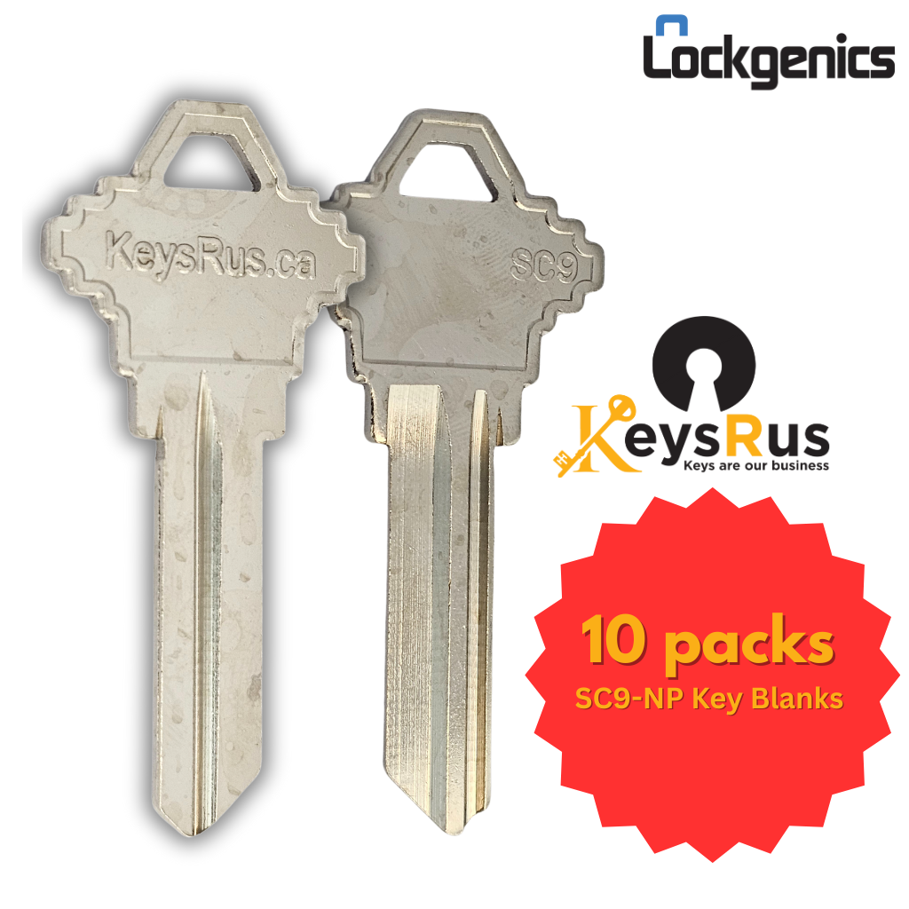 SC9-NP Key Blanks Lockgenics – 10 Pack – Premium 6-Pin Key Blanks for Residential &amp; Commercial Schlage C Keyway Locks
