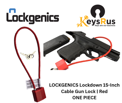LOCKGENICS 15-Inch Cable Gun Lock – Keyed, Non-Marring, Heavy-Duty (Red)
