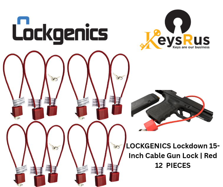 LOCKGENICS 15-Inch Cable Gun Lock – Keyed, Non-Marring, Heavy-Duty (Red)