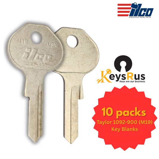 Taylor 1092-900 (M19) Key Blanks – 10 Pack | Master Padlock Compatible | Made by ILCO